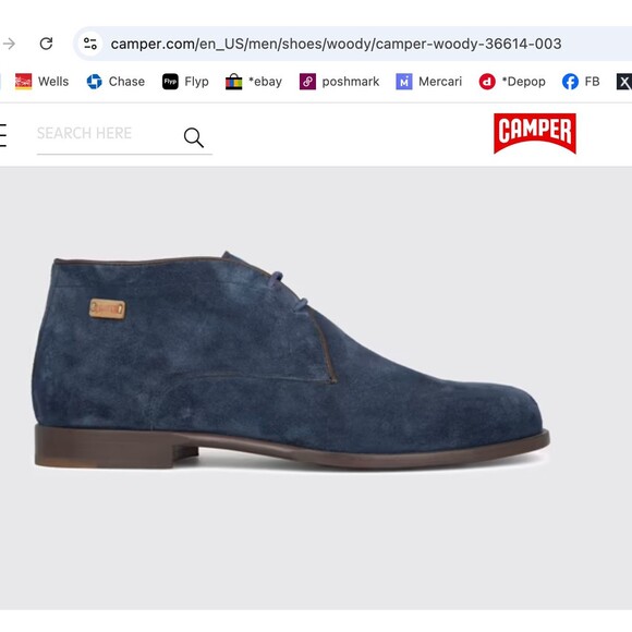 ~~CAMPER Mens US 6.5 EU 39 Suede Chukka Ankle Boot Woody Lace Up Navy Blue Wm8.5 - Picture 15 of 15